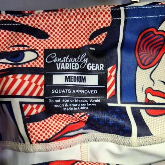 CVG leggings Comic Print pop art Medium Capri workout pants fitness gym wear - Picture 2 of 4